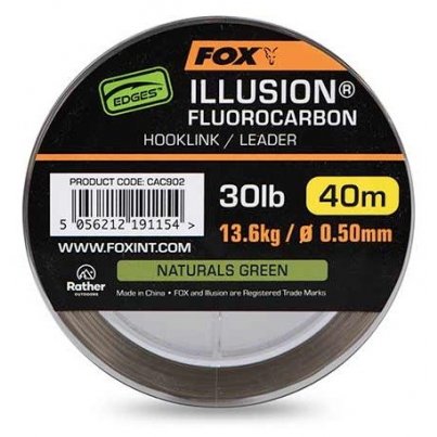 Fox Fluorocarbon Edges Illusion Hooklink/Leader Naturals Green 0,50mm 40m