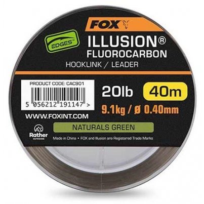 Fox Fluorocarbon Edges Illusion Hooklink/Leader Naturals Green 0,50mm 40m