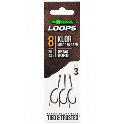 Korda Návazec Loop Rigs Klor vel. 8 30lb 3ks
